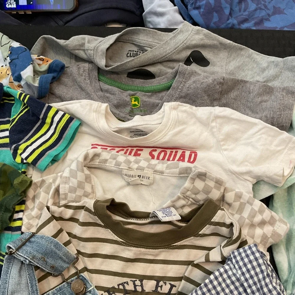 Mixed Brands 23pc Clothes Lot Boys 2T/24M Multicolor Disney Camo Swim Overalls